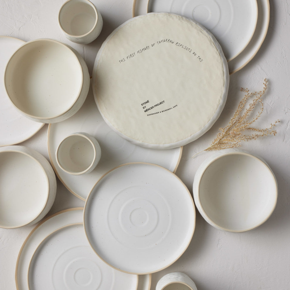 Stone by Mercer Project SHOSAI Stoneware 16 Piece Dinnerware Set, White Speckled