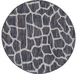 Rug Unique Loom Outdoor Safari Dark Gray Round 4' 0 x 4' 0