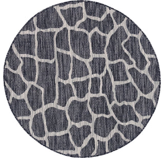 Rug Unique Loom Outdoor Safari Dark Gray Round 4' 0 x 4' 0