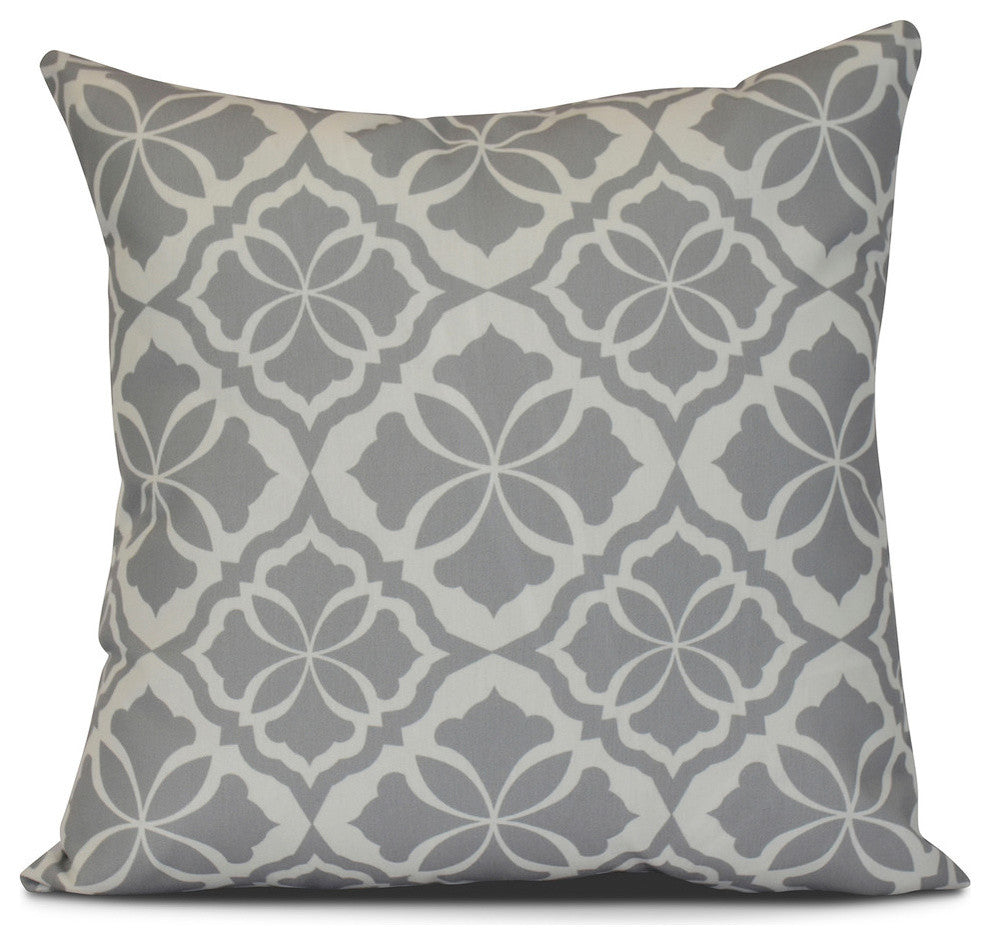 Ceylon, Geometric Print Pillow, Gray, 20"x20"