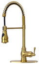 Copper Pre-Rinse Spring Kitchen Faucet with Pull Down Sprayer, Brushed Gold