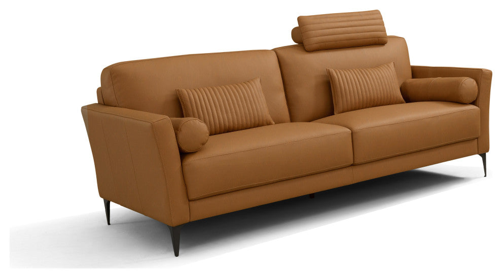 ACME Tussio Sofa With 5 Pillows, Leather, Saddle Tan