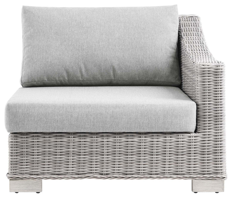Conway Outdoor Patio Wicker Rattan Right-Arm Chair Light Gray Gray -4846