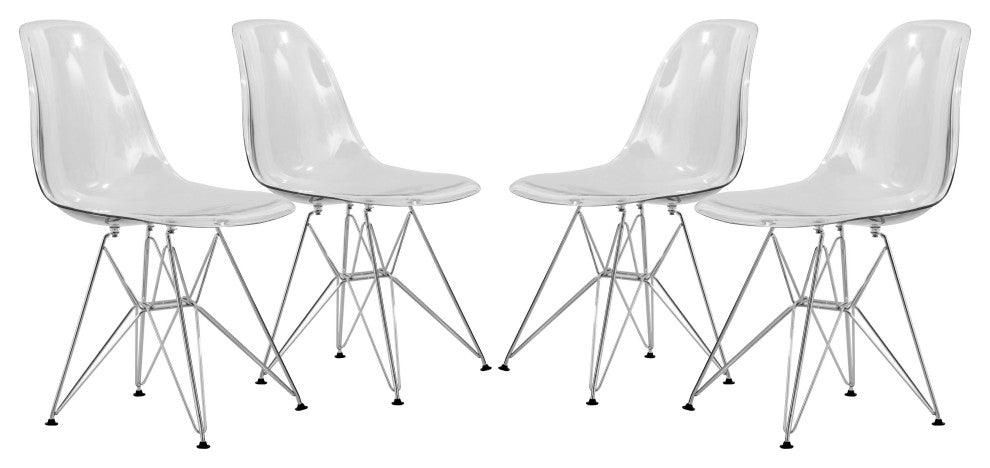 LeisureMod Cresco Molded Eiffel Side Chair, Set of 4