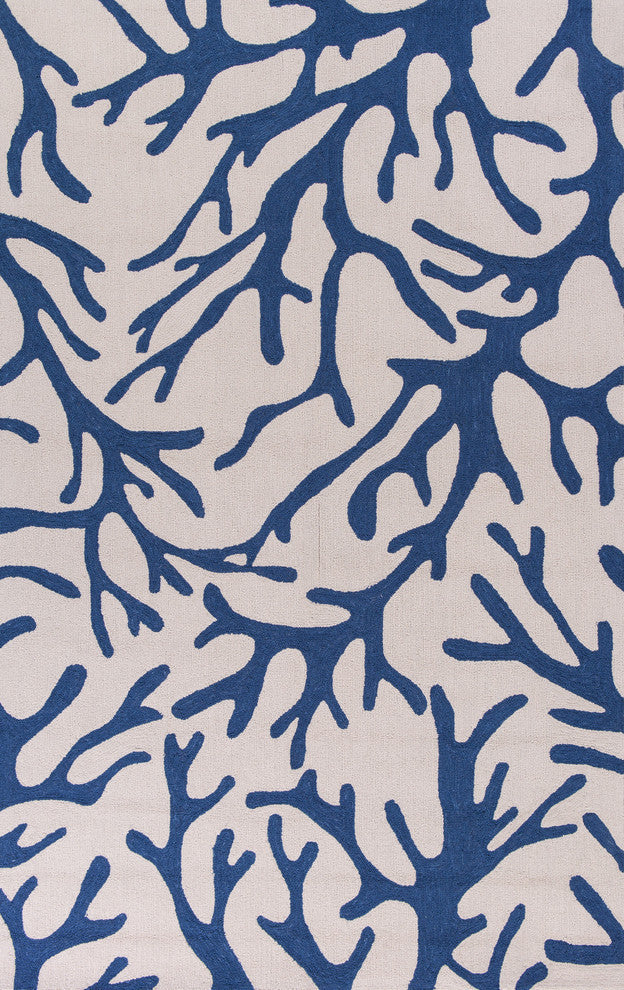 Sonesta 2037 Ivory and Blue Coral Rug, 27"x45"