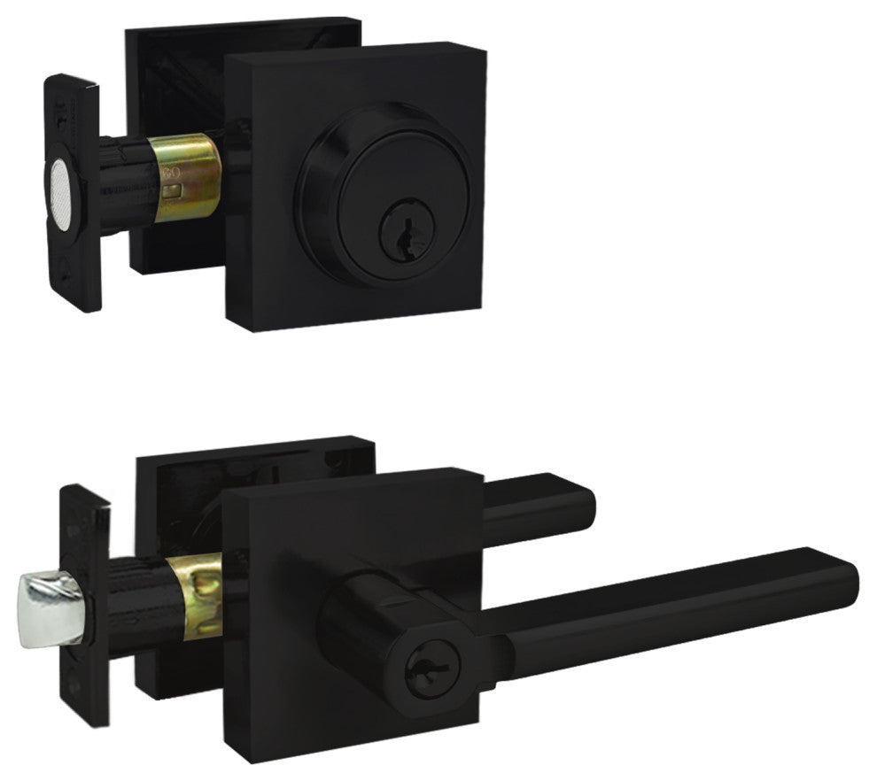 Nuk3y Hulk Series Lever Door Handle Slim Square Modern Contemporary Lever Set, M