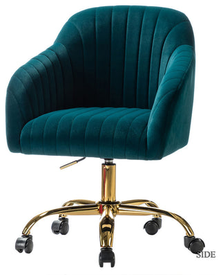 Swivel Rolling Task Chair With Tufted Back, Teal