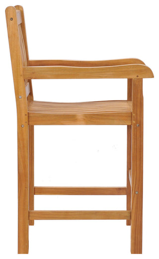 Teak Wood Elzas Counter Stool With Arms