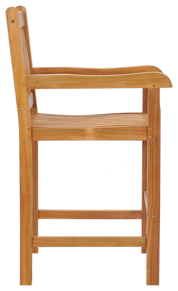 Teak Wood Elzas Counter Stool With Arms
