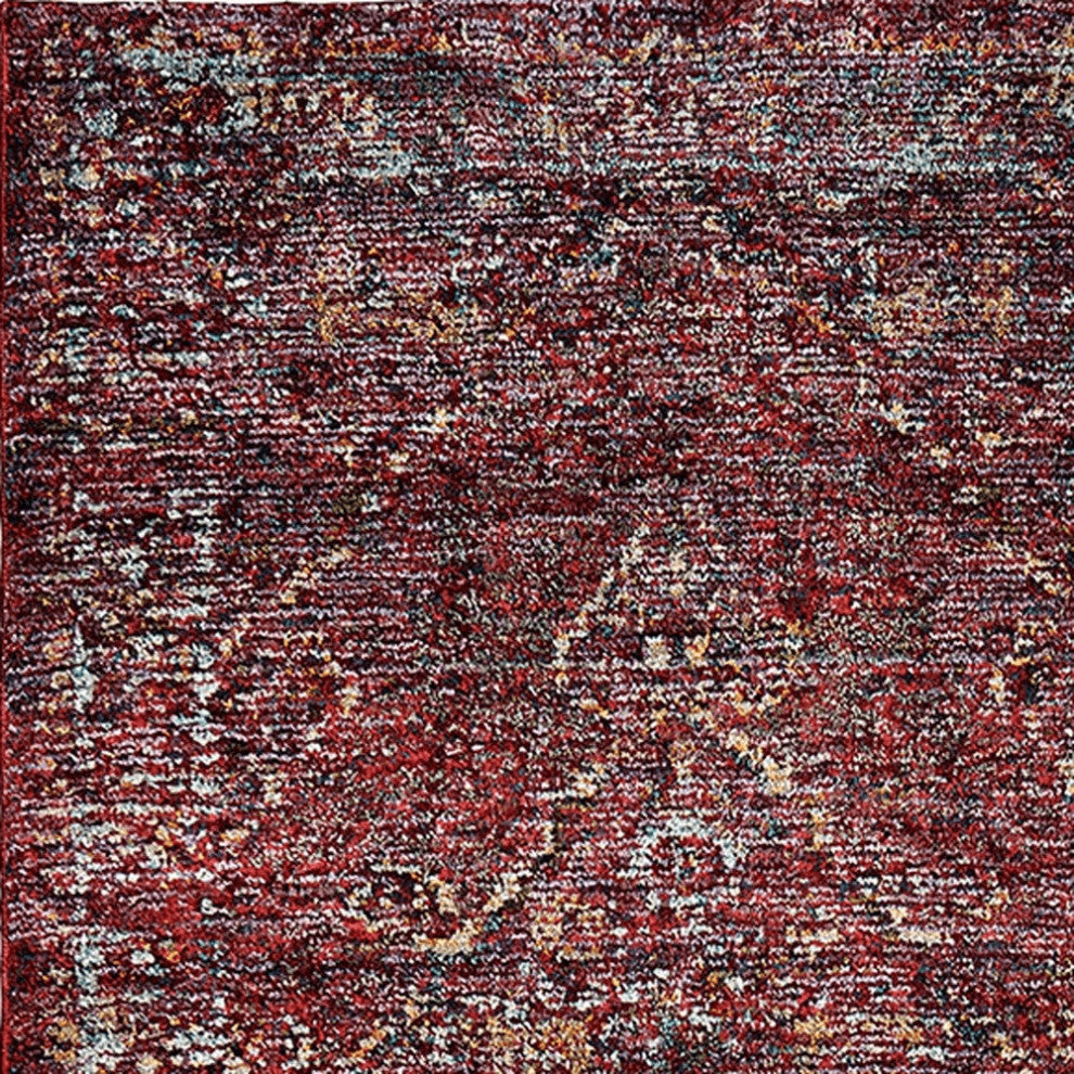 12' Runner Red and Gold Oriental Power Loom Runner Rug