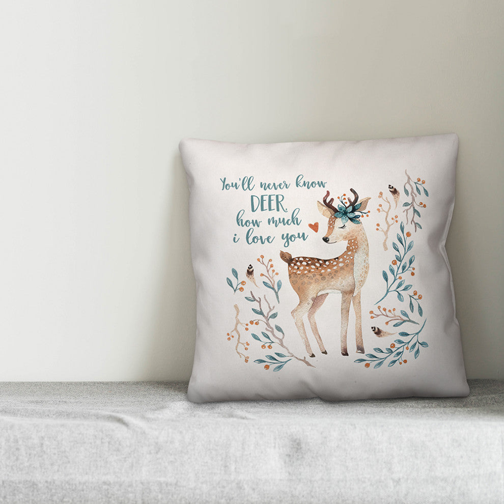 Deer How Much I Love You 16x16 Spun Poly Pillow