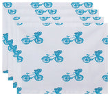 Bicycles! Geometric Print Placement, Turquoise, Set of 4