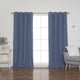 Linen Look Grommet Blackout Curtains with Coating, Blue, 52"x96"