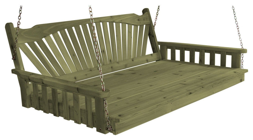 Pine Fanback Swingbed, Linden Leaf Stain, 5 Foot