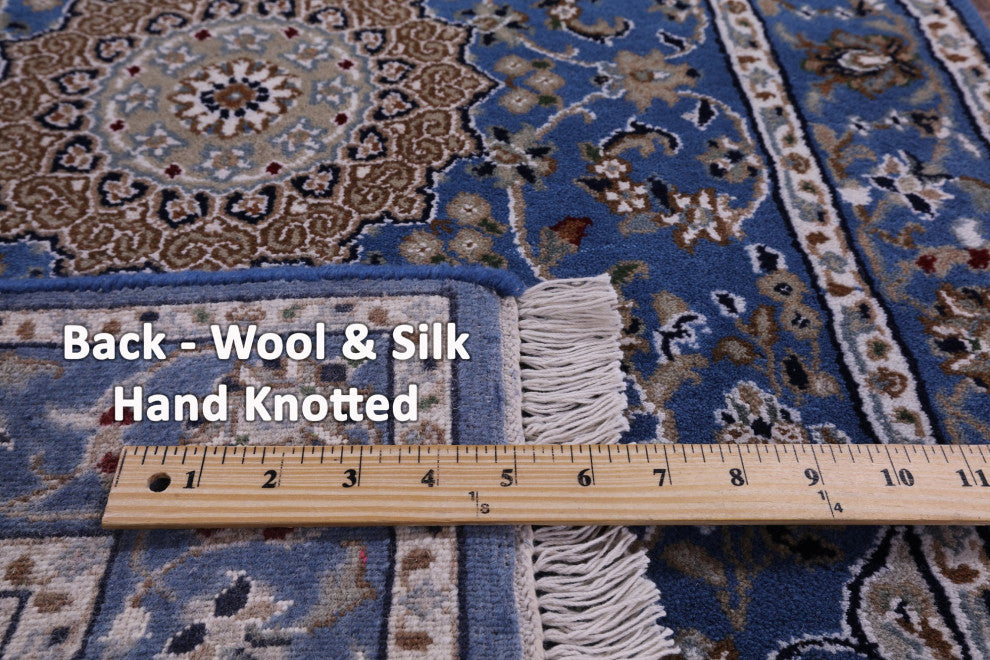 2' 6" X 14' 1" Runner Persian Nain Wool and Silk Hand-Knotted Rug Q11638