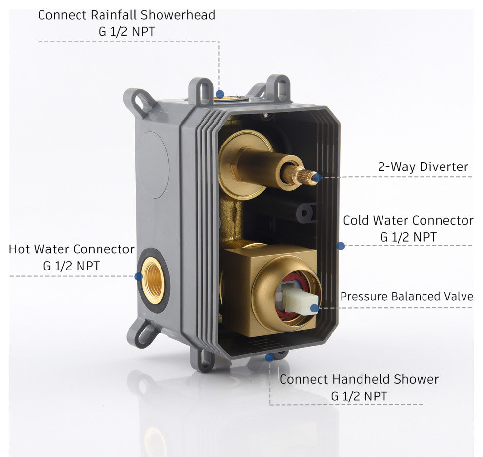 CASAINC 10" Wall Mounted 3 Spray Handheld Rainfall Luxury Shower System Set, Brushed Gold