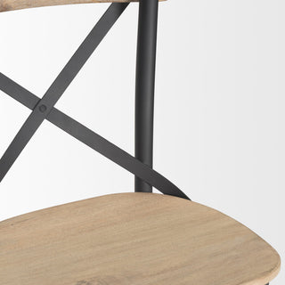 Etienne Light Brown Wood With Iron Metal Counter Stool