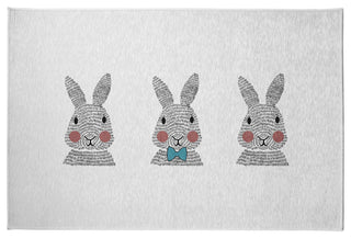 Bunny Triplets Easter Chenille Rug, Explorer Blue, 4'x6'