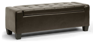 Keswick Tufted Dark Brown Bonded Leather Ottoman
