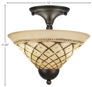 Semi-Flush 2-Light Semi-Flush Mount, Bronze/Chocolate Icing