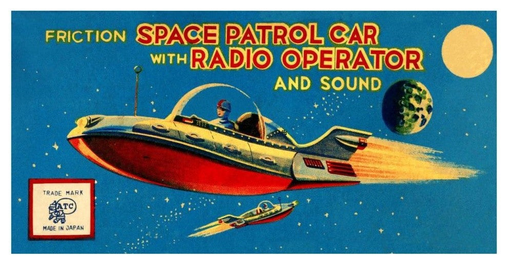 "Space Patrol Car with Radio Operator" Paper Print by Retrorocket, 38"x20"