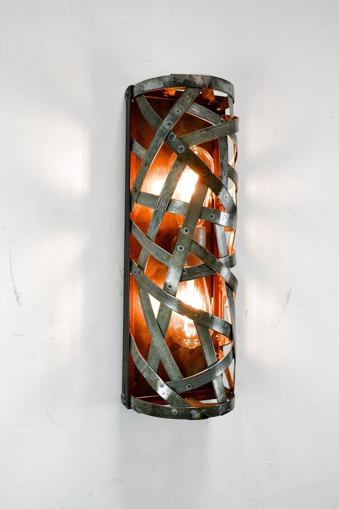 Wine Barrel Ring Wall Sconce or Vanity Light - Dobar - Made from CA wine barrels
