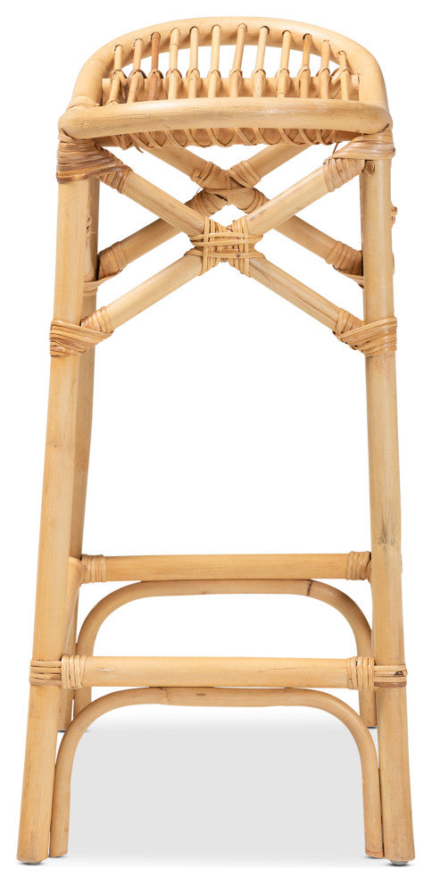 Cassie Natural Brown Rattan Counter Stool