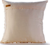 Ivory Decorative Pillow Covers 24"x24" Silk, Pearl Bed
