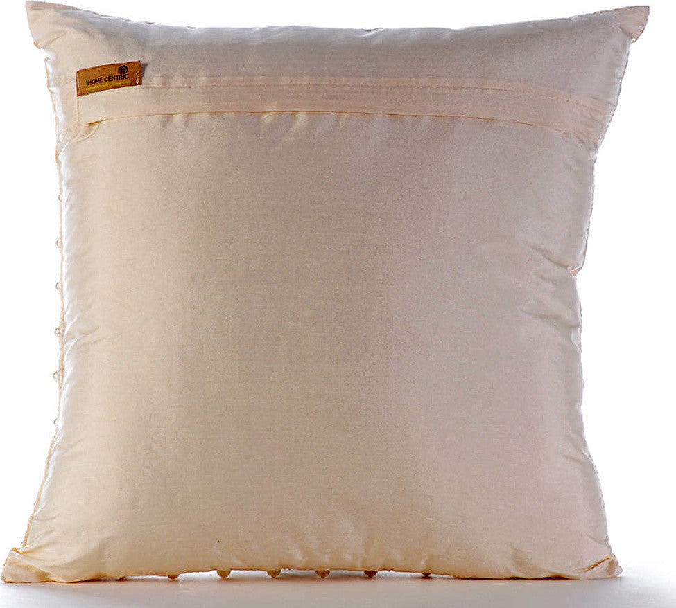 Ivory Decorative Pillow Covers 24"x24" Silk, Pearl Bed