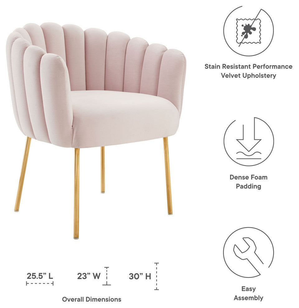 Armchair Accent Tufted Chair, Pink, Velvet, Modern, Mid Century Hotel Lounge
