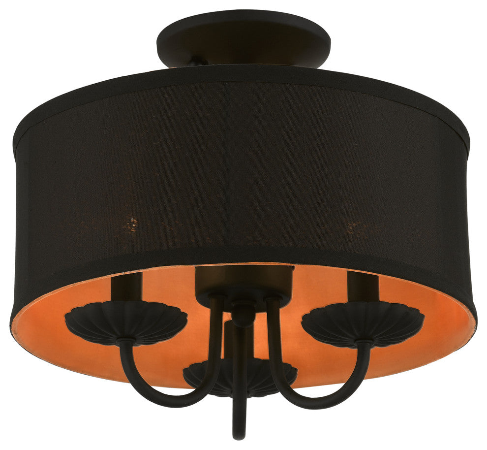 Livex Lighting 3 Light Black Semi-Flush Mount