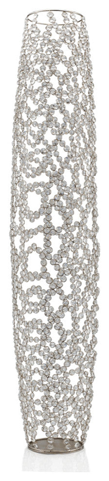 47" Crystal Glass Silver Oval Floor Vase
