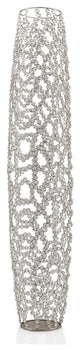 47" Crystal Glass Silver Oval Floor Vase