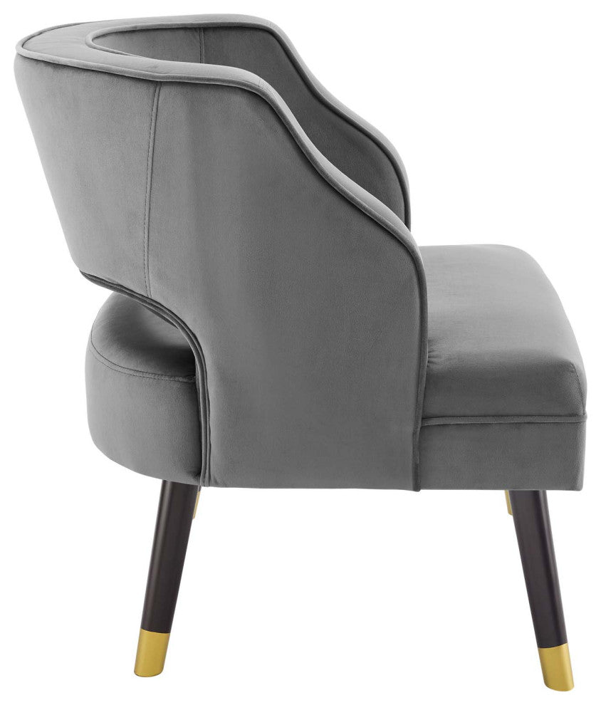 Traipse Button Tufted Open Back Performance Velvet Armchair