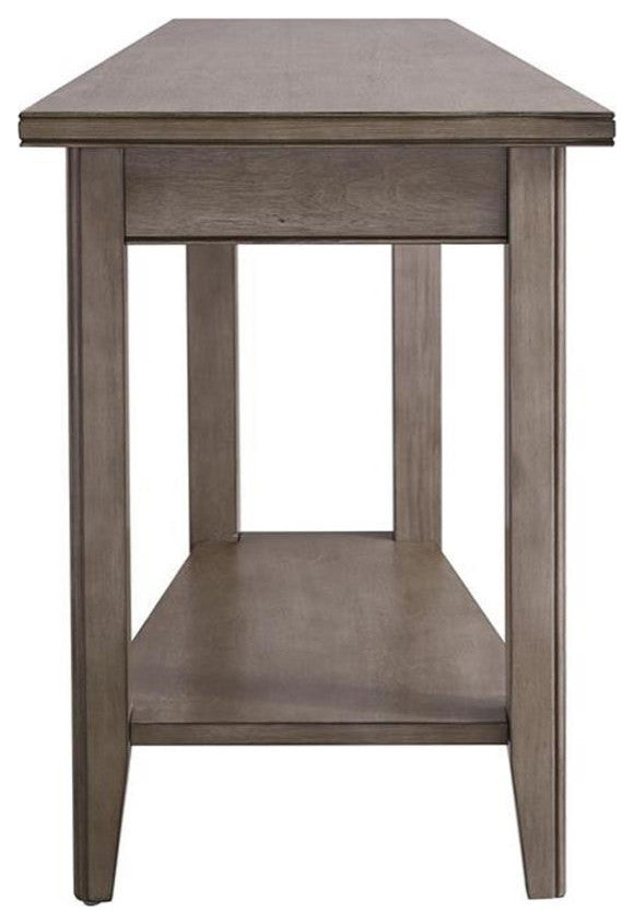 Leick Home 10502-GR Laurent Recliner Wood Wedge Table with Shelf in Smoke Gray