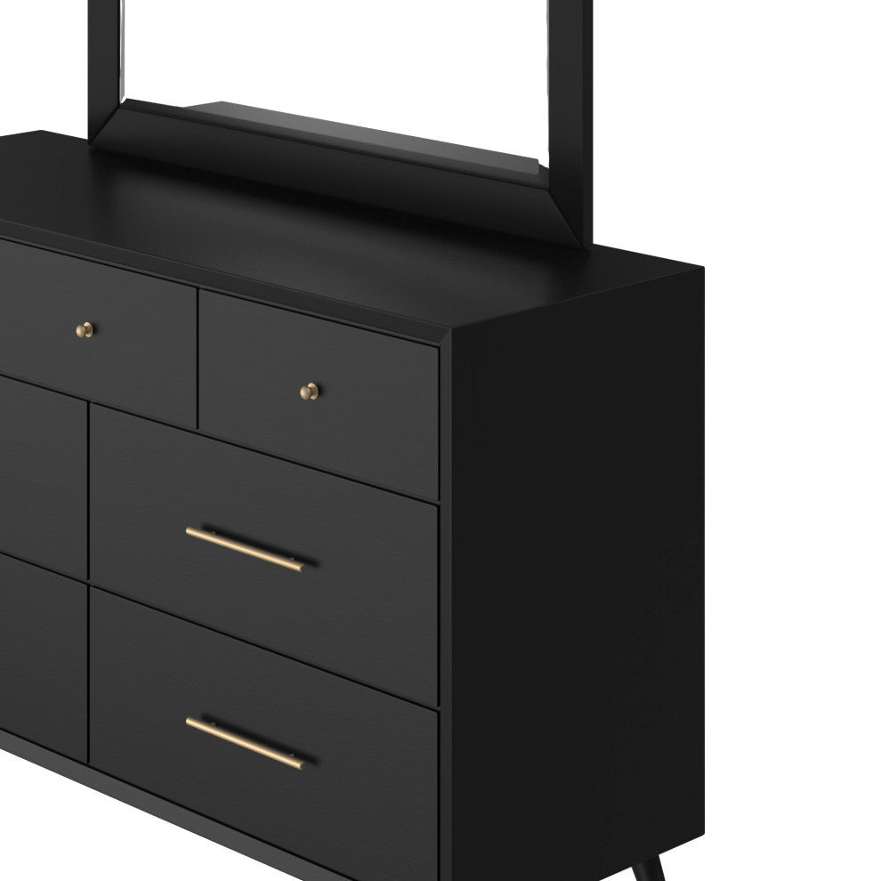 Flynn Mid Century Modern Mirror, Black