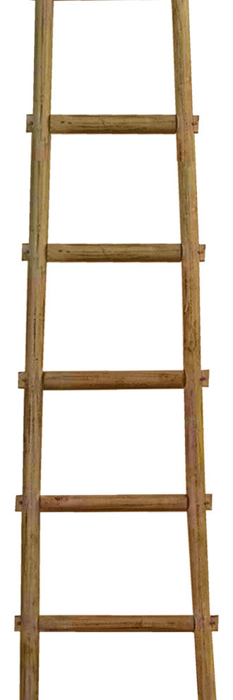 Benzara BM210392 Transitional Style Wooden Decor Ladder With 6 Steps, Brown