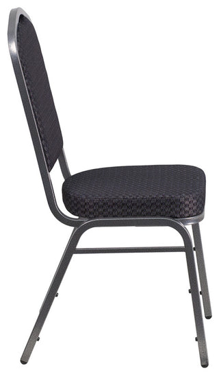 Hercules Series Crown Back Stacking Chair-Black Patterned Fabric