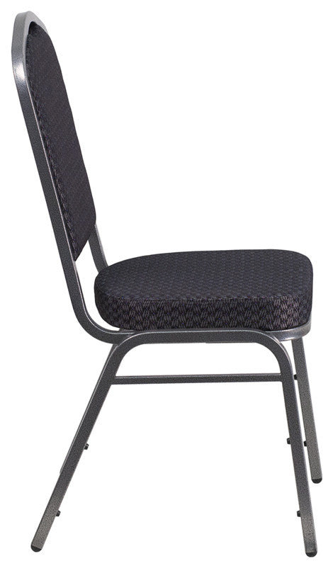 Hercules Series Crown Back Stacking Chair-Black Patterned Fabric