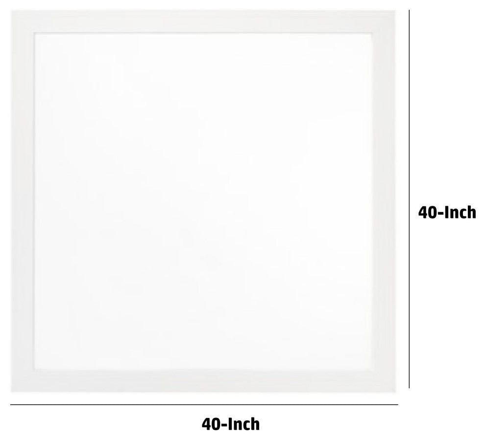 Benzara BM275059 40" Wall Mirror, Sleek Square Wood Frame, White