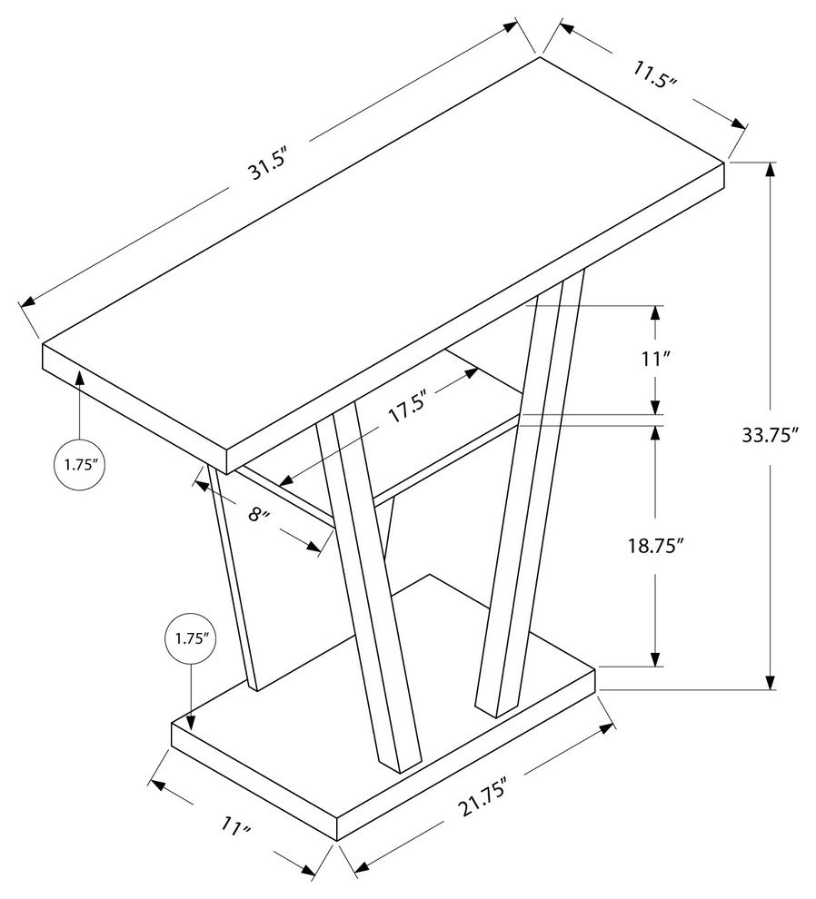 Accent Table, 32" White Hall Console