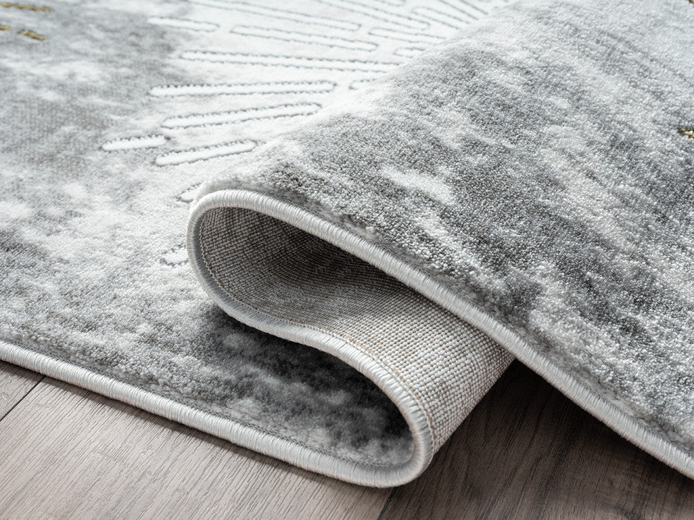 Abani Luna LUN140A Grey and Gold Fireworks Area Rug