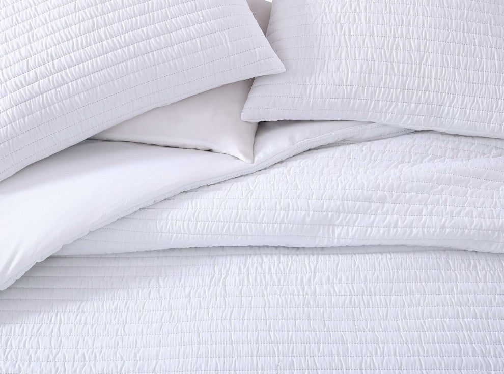 The Nesting Company Palm 3 Piece Comforter Set - King - White