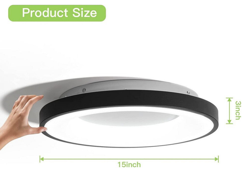 Black Flush Mount Ceiling Light 15" Circle Modern Ceiling Lamp