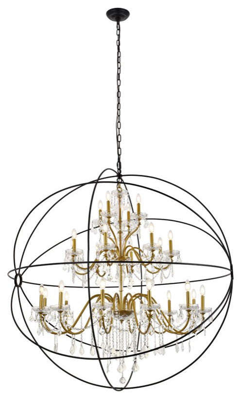 Cory 24-Light Black and Gold Crystal Pendant