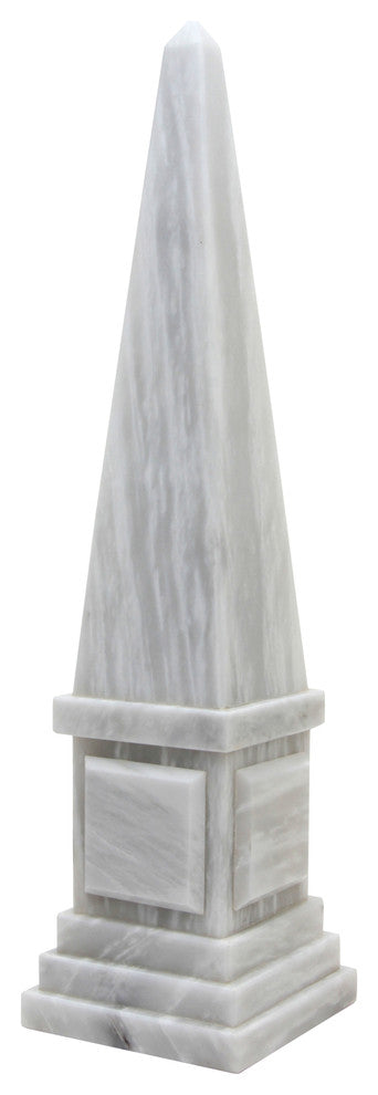 20" Plato Collection Pearl White Marble Obelisk