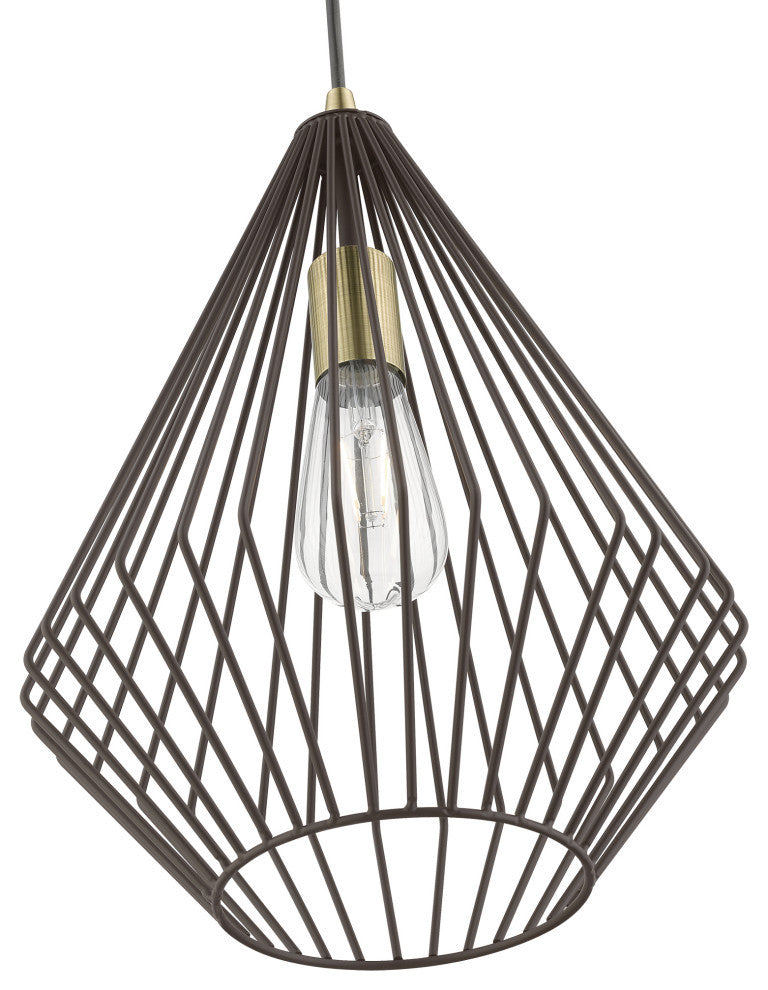 Linz 1 Light Bronze With Antique Brass Accents Pendant