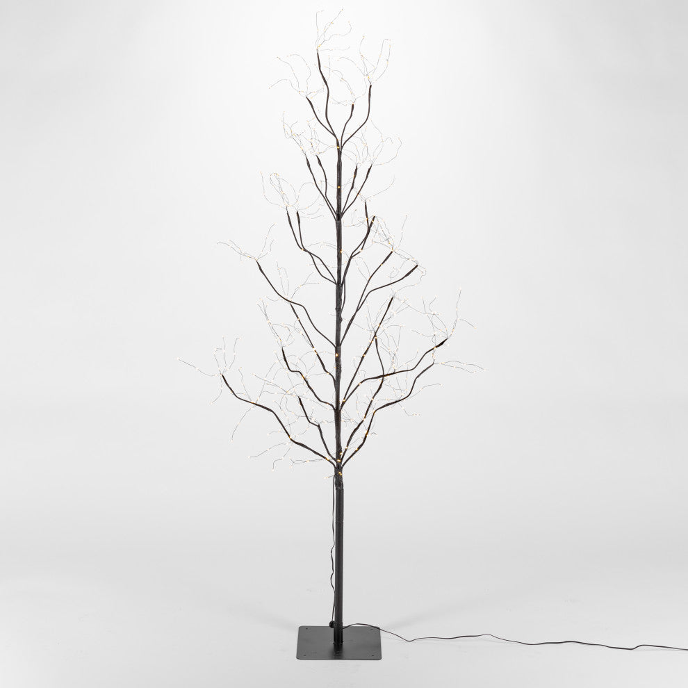 5' Matte Brown PVC Wrapped Lighted Tree With 540 Micro LED Warm White Lights