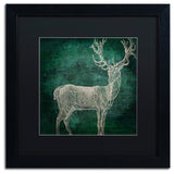 Color Bakery 'Emerald Deer' Art, Black Frame, Black Matte, 16"x16"