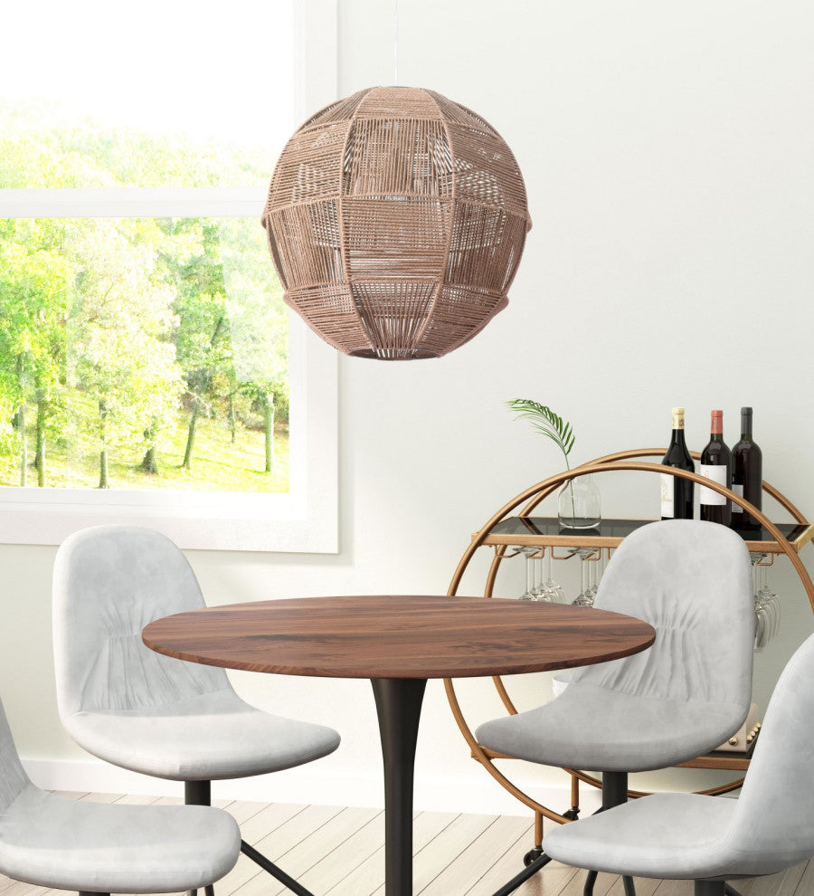 Pendant Ceiling Light Fixture, Steel Metal, Rope, Brown, Kitchen LoungeLobby